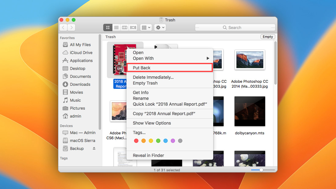 macos put back from trash