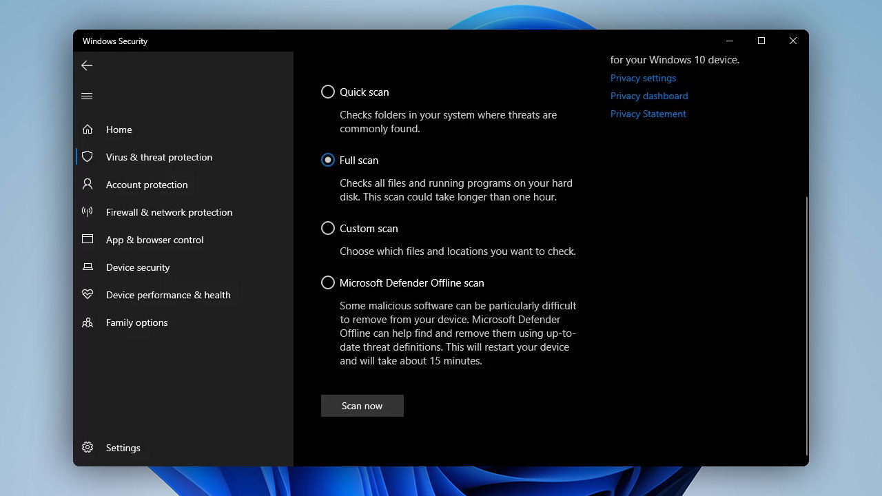 windows security full scan