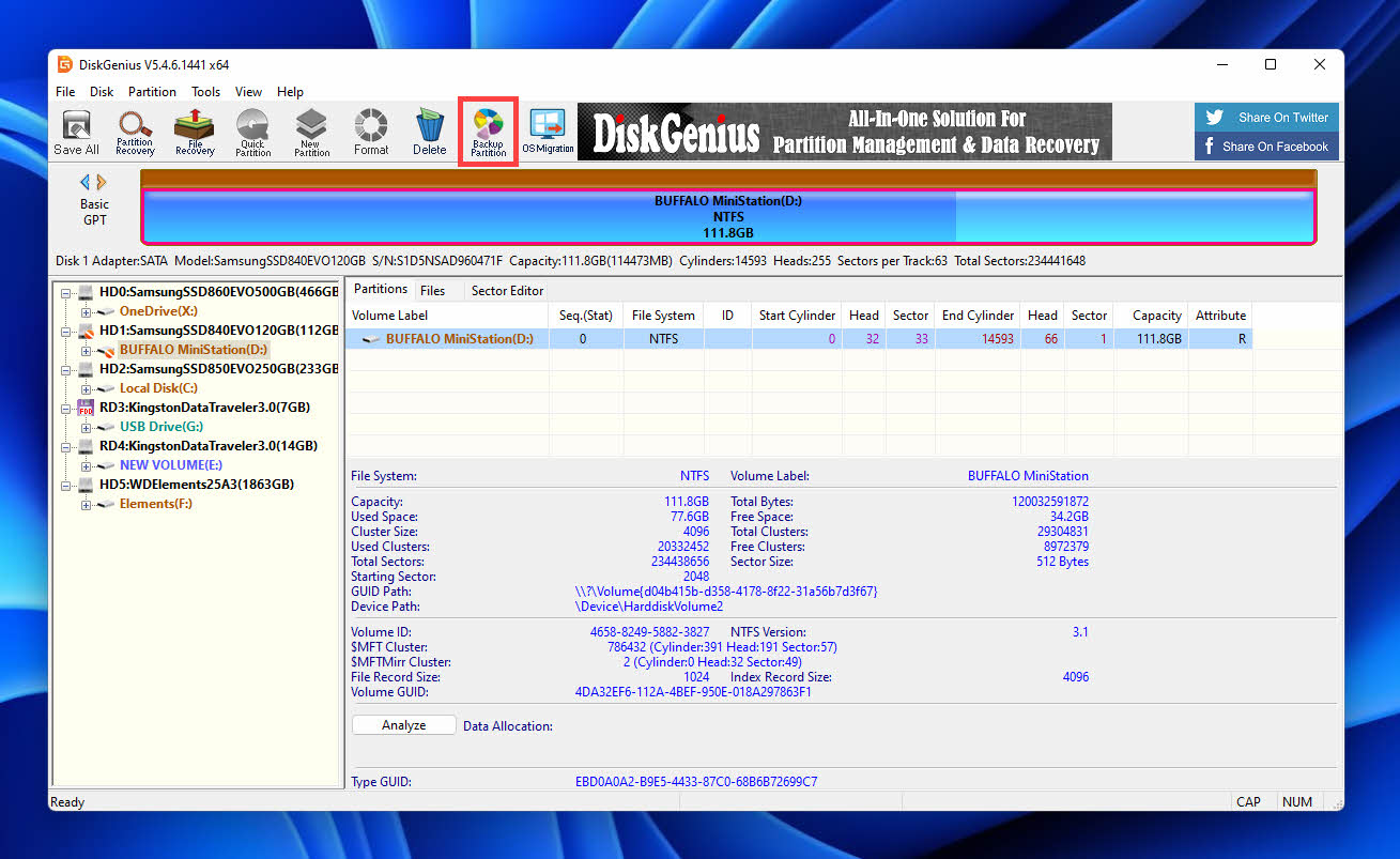 diskgenius backup partition