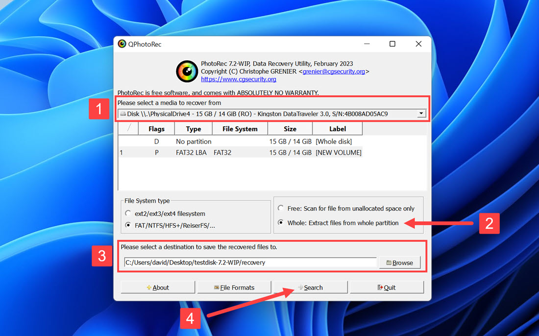 qphotorec recover xqd card data