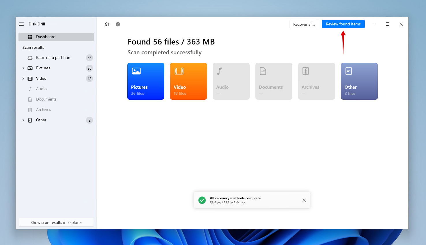 Reviewing the RAW partition data.