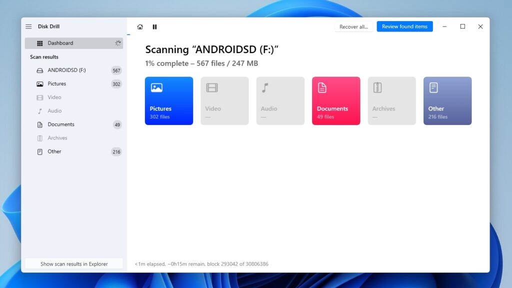 Disk Drill Scanning SD Card