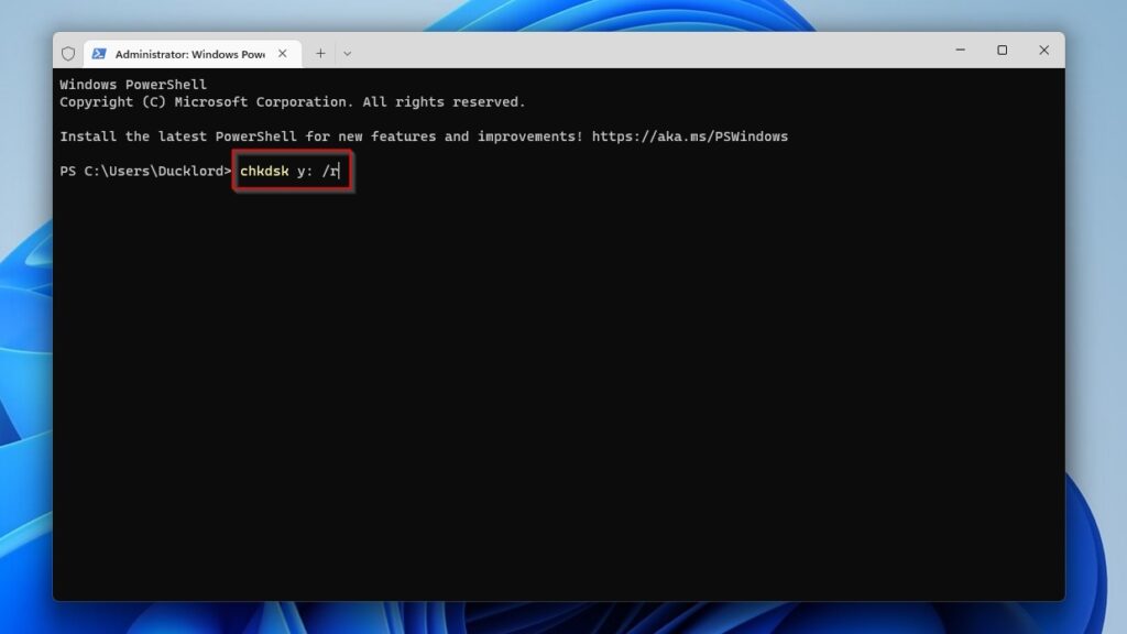 Windows Terminal CHKDSK R
