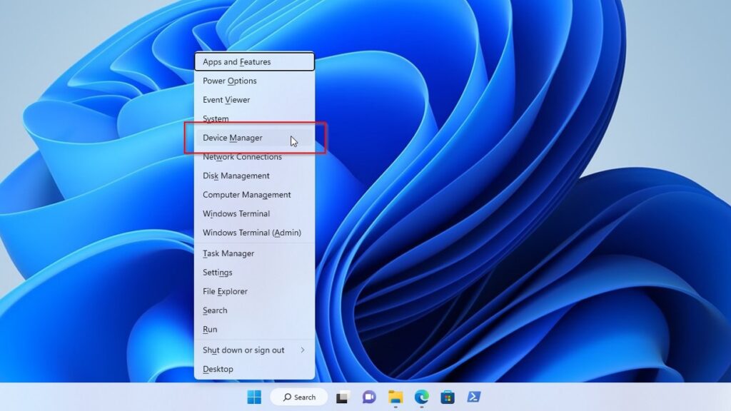 X Menu Run Device Manager