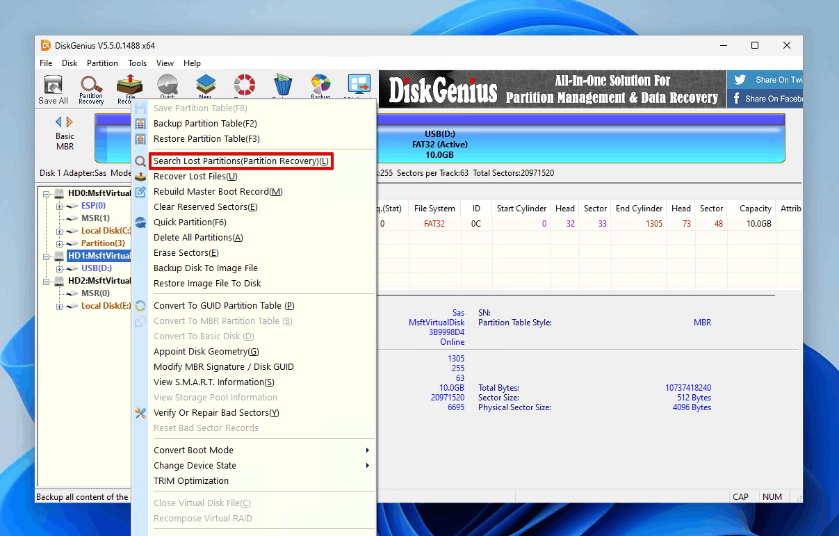 Searching for lost partitions.