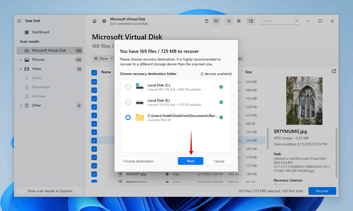 Recovering data from the SD card with Disk Drill.