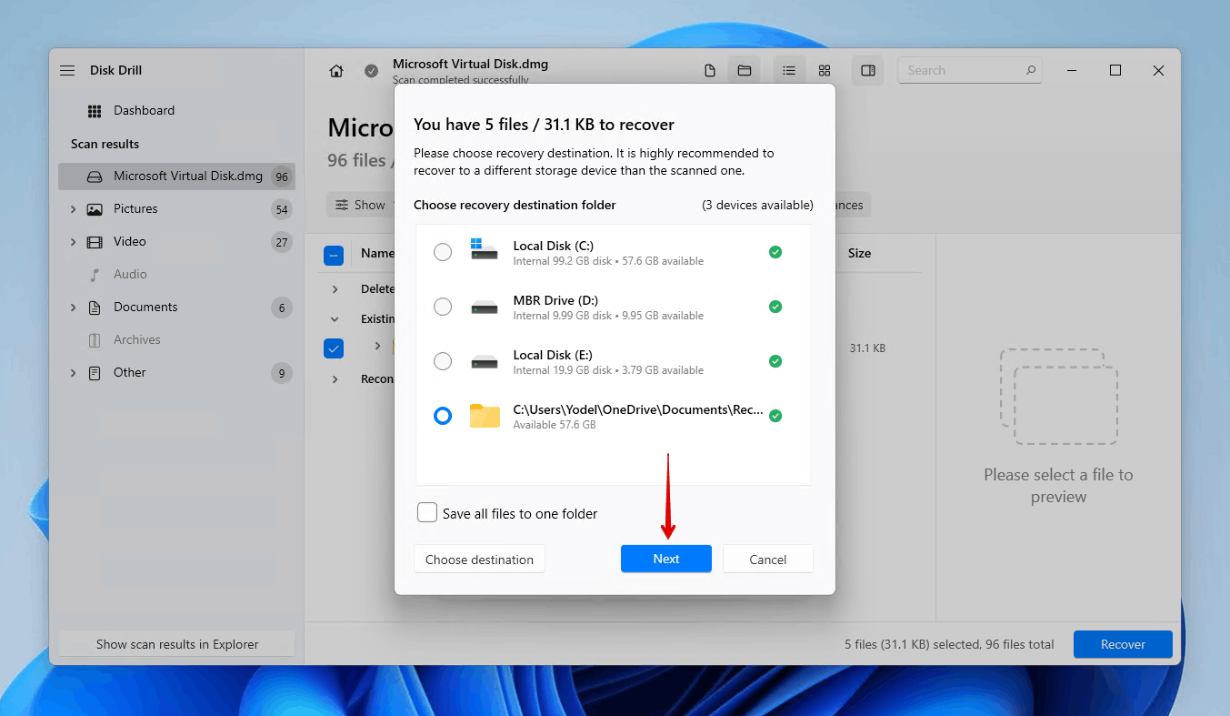 Finishing data recovery with Disk Drill.