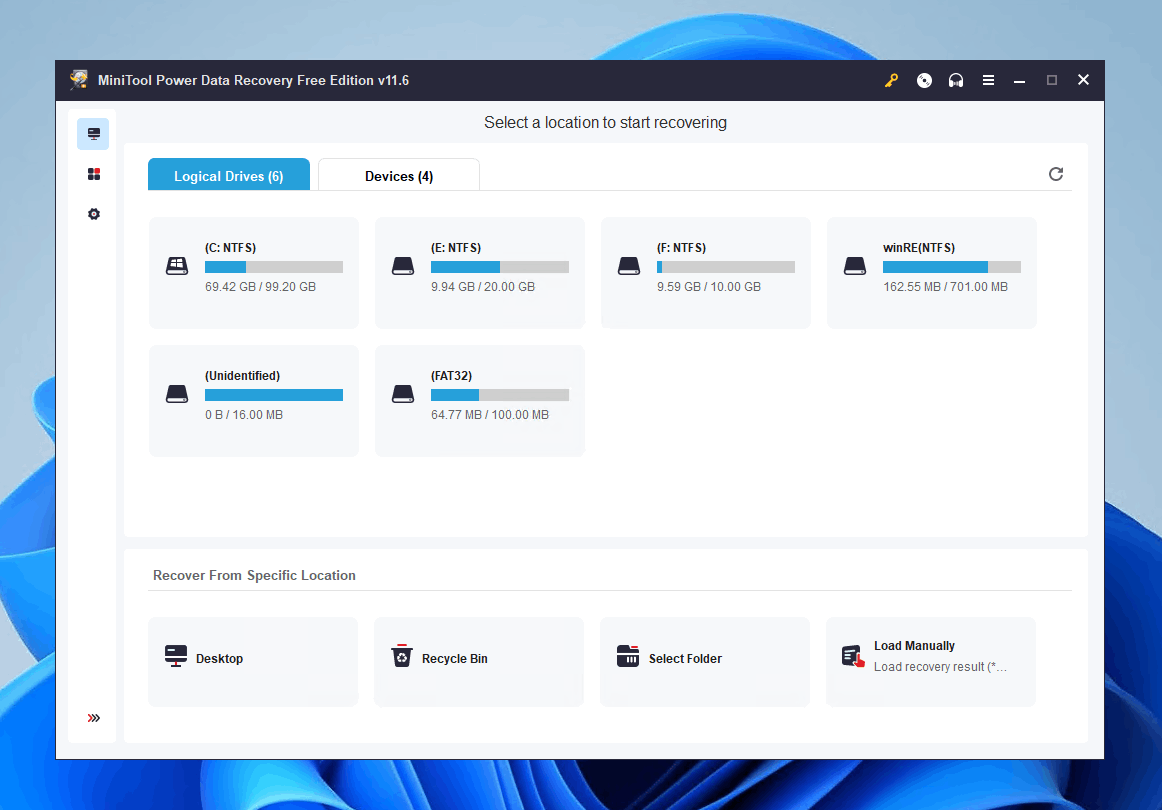 MiniTool interface