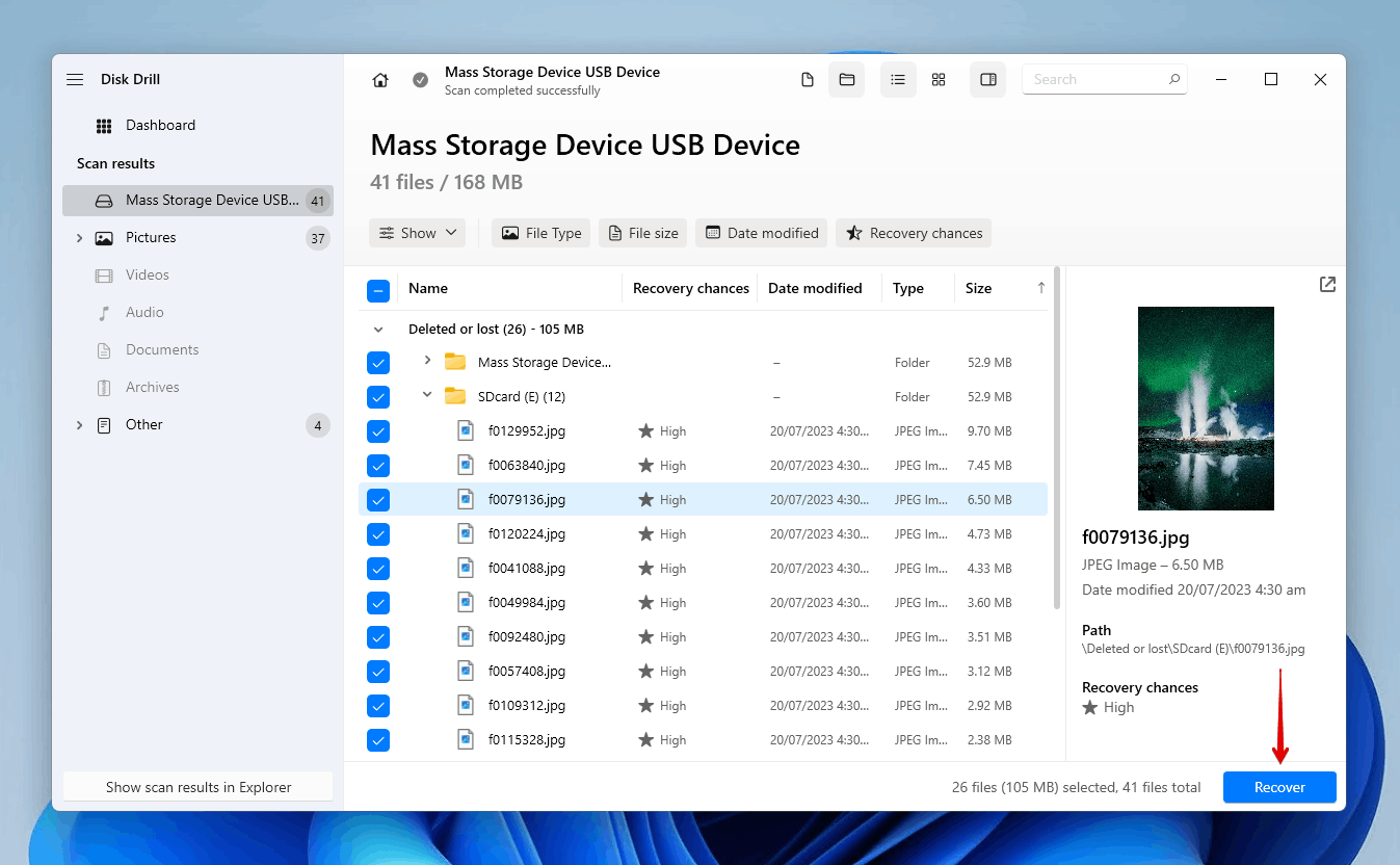 Recovering the SD card data