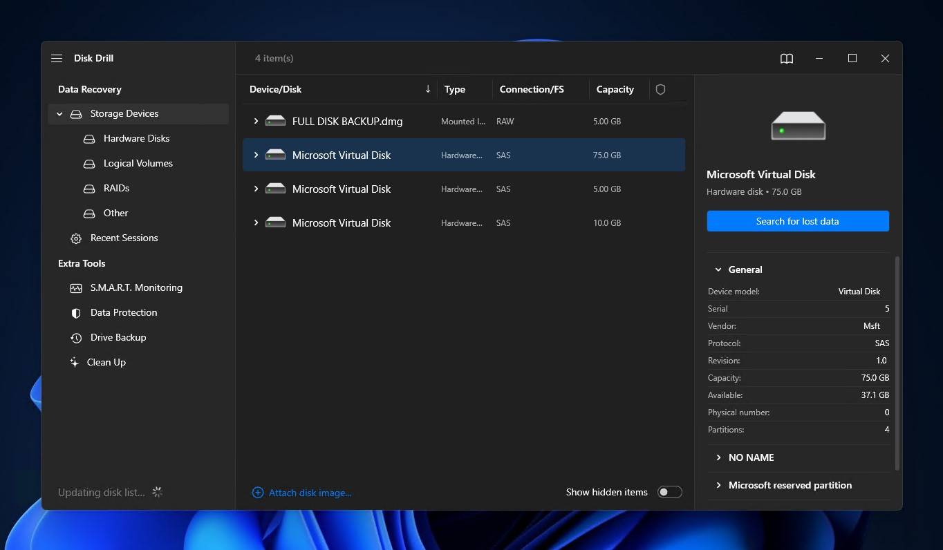 Disk Drill user interface.