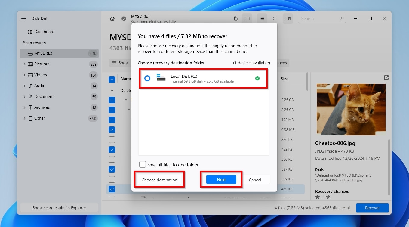 Disk Drill Choosing Recovery Destination