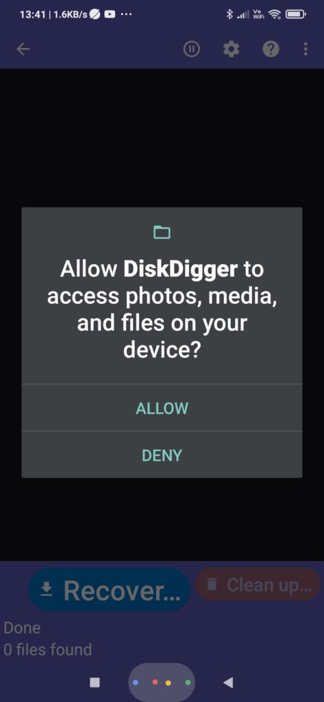 DiskDigger Grant Access To Files