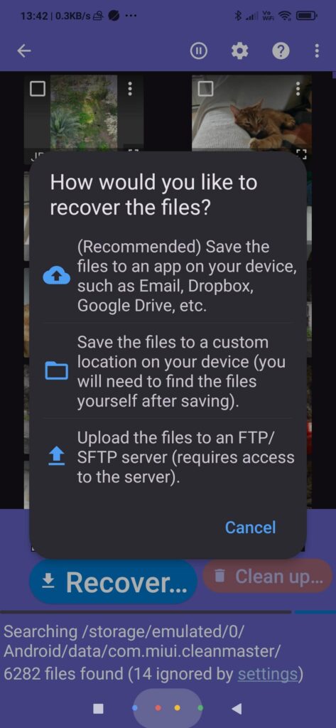 DiskDigger Recovery Destination Selection