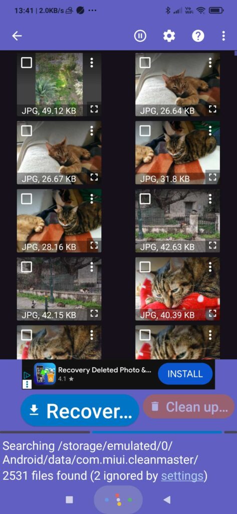 DiskDigger Scanning Storage