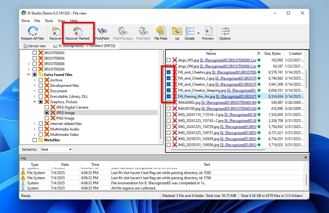 R-Studio Marking Files For Recovery