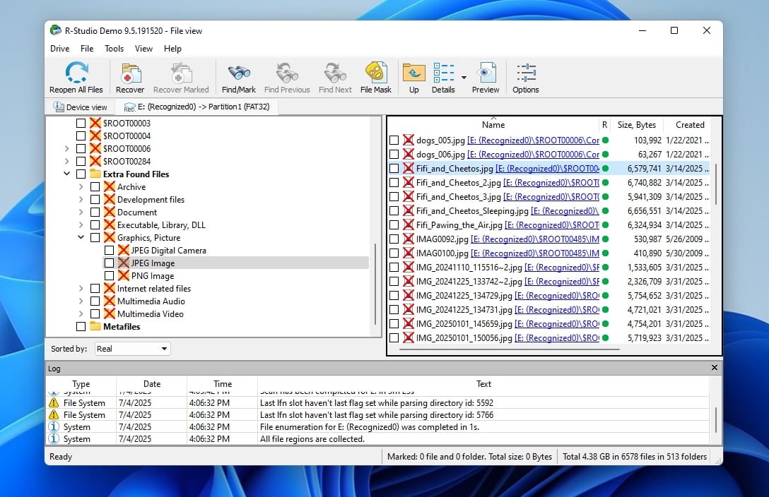 R-Studio Searching For Files To Recover