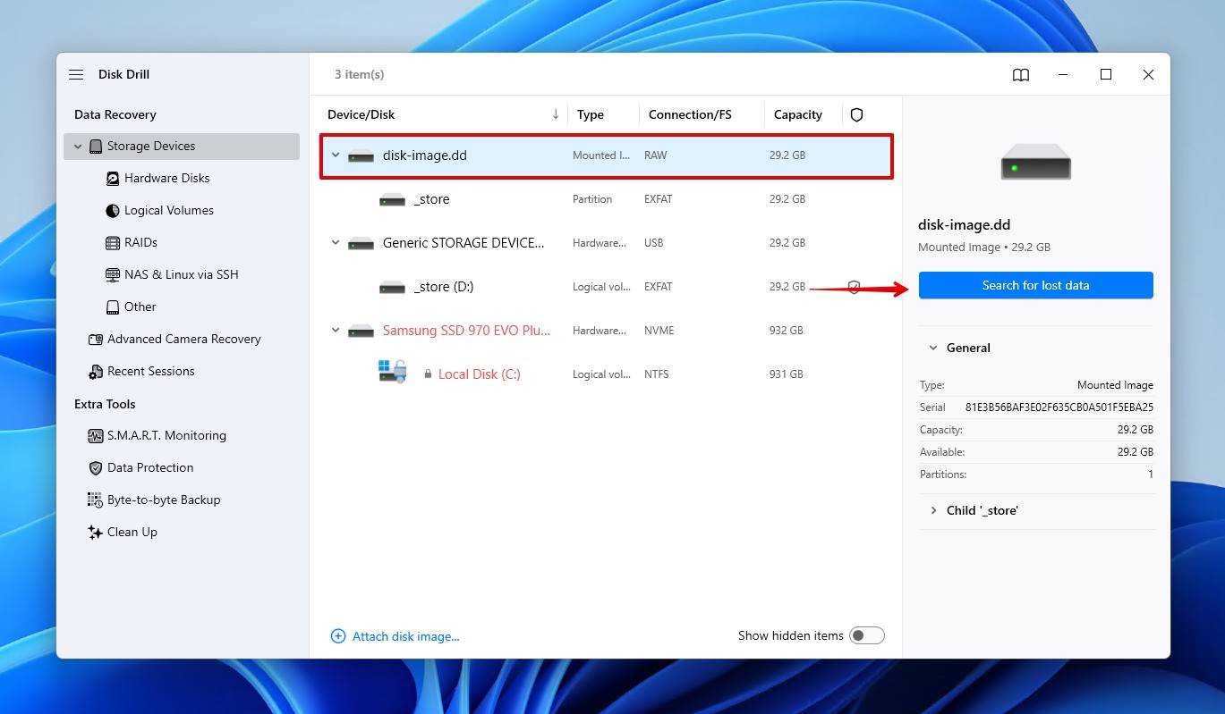 Scanning the formatted drive.