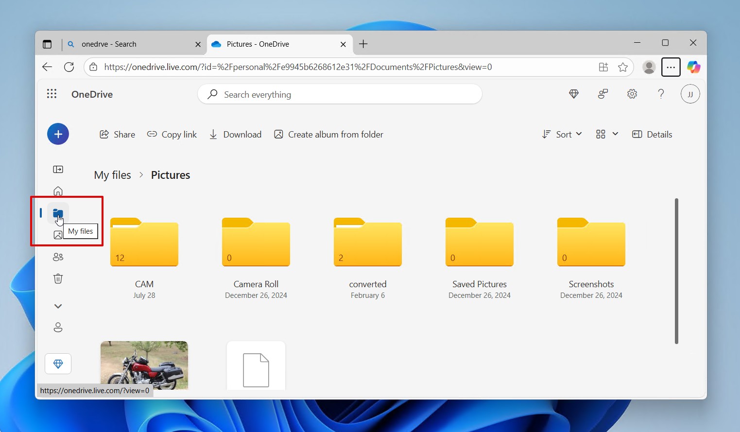 My files in OneDrive.
