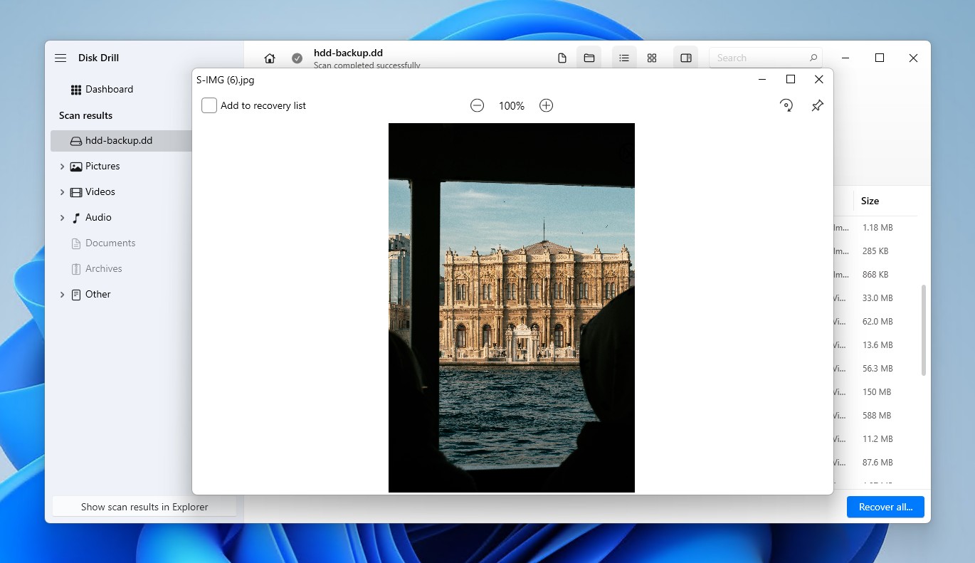 Previewing the files.