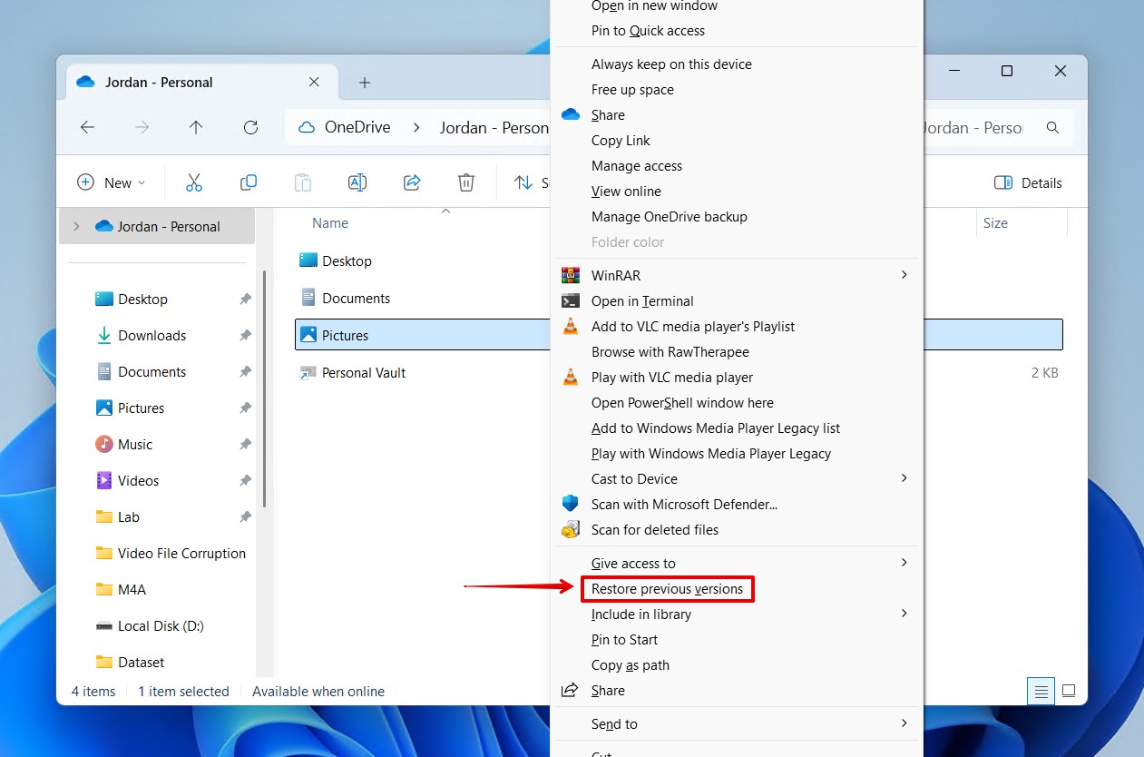 Restoring a previous version.