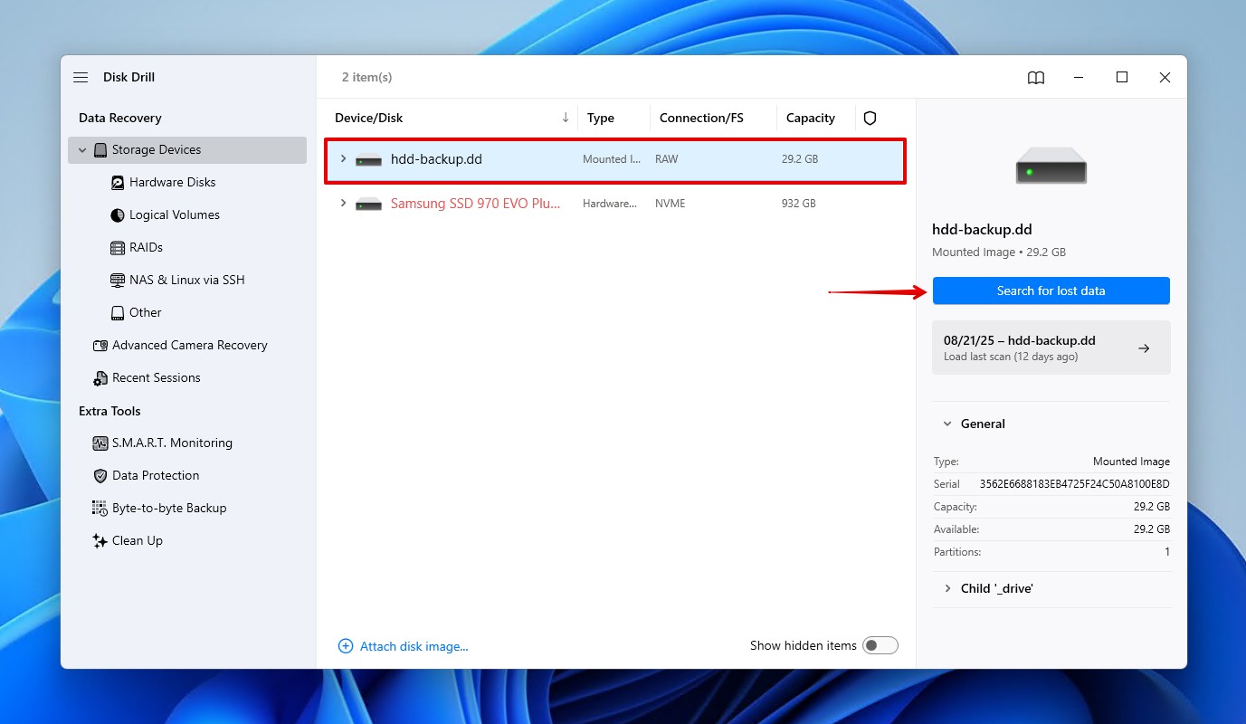 Scanning the laptop drive.