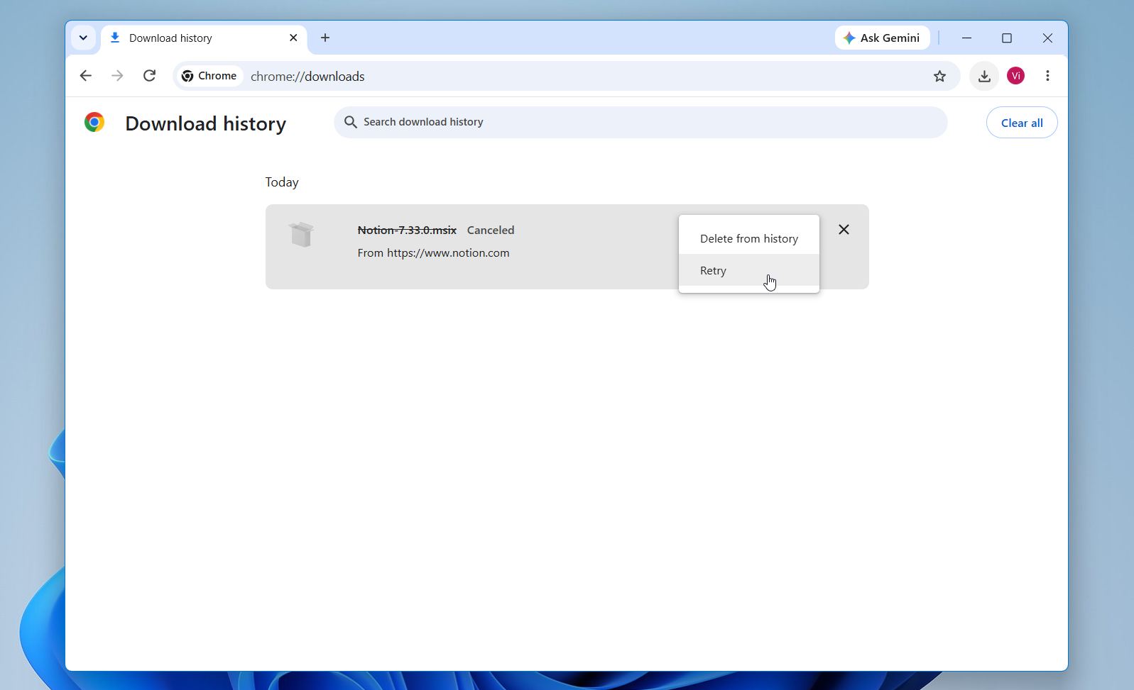 Redownload Chrome