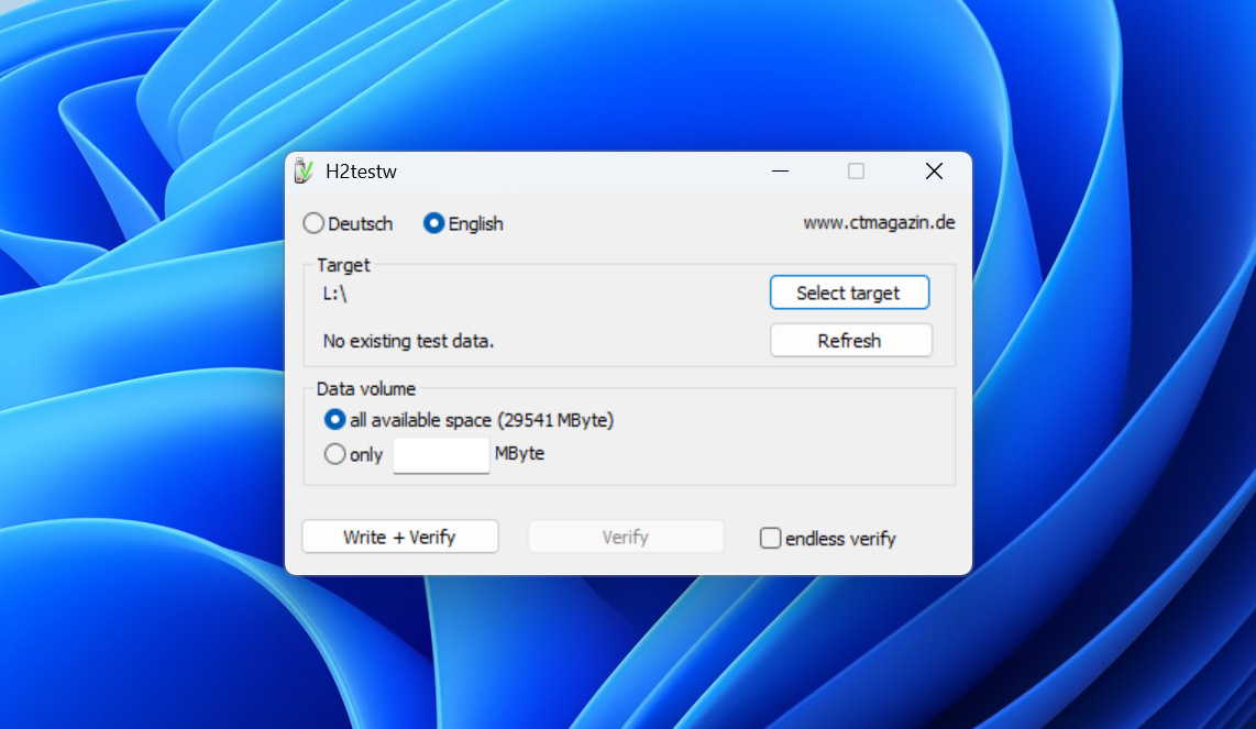 configure h2testw