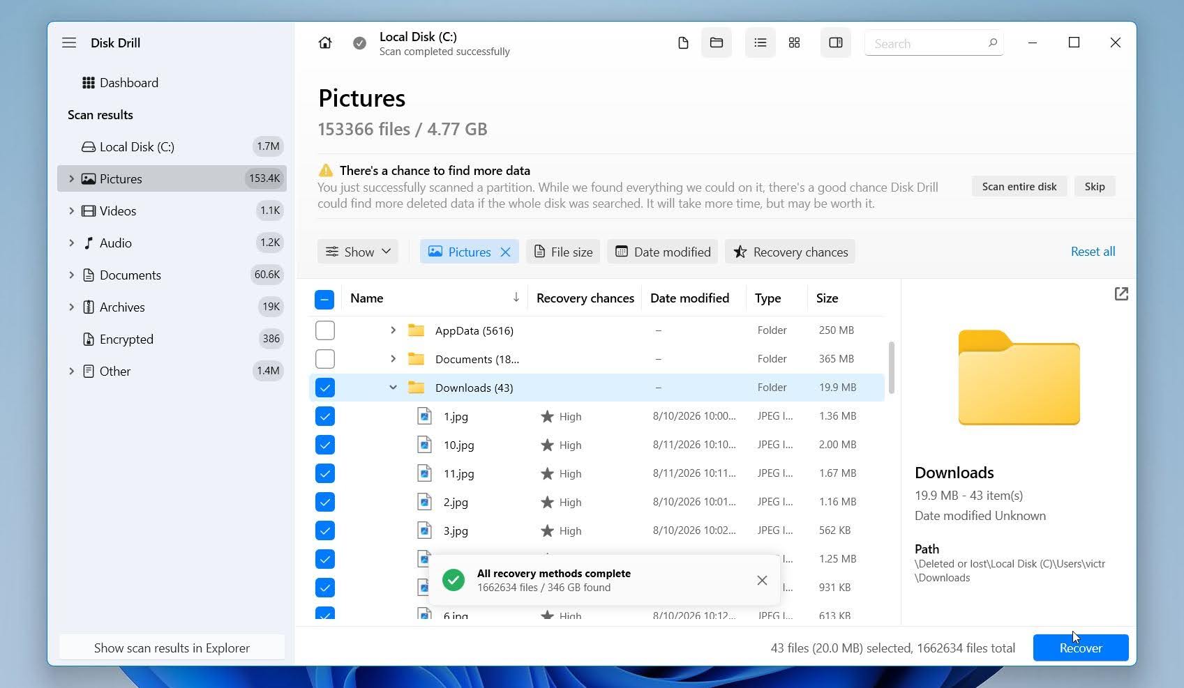 Disk Drill preview & recover