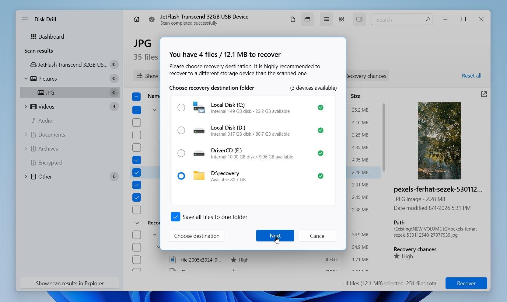 Disk Drill save the recovered files