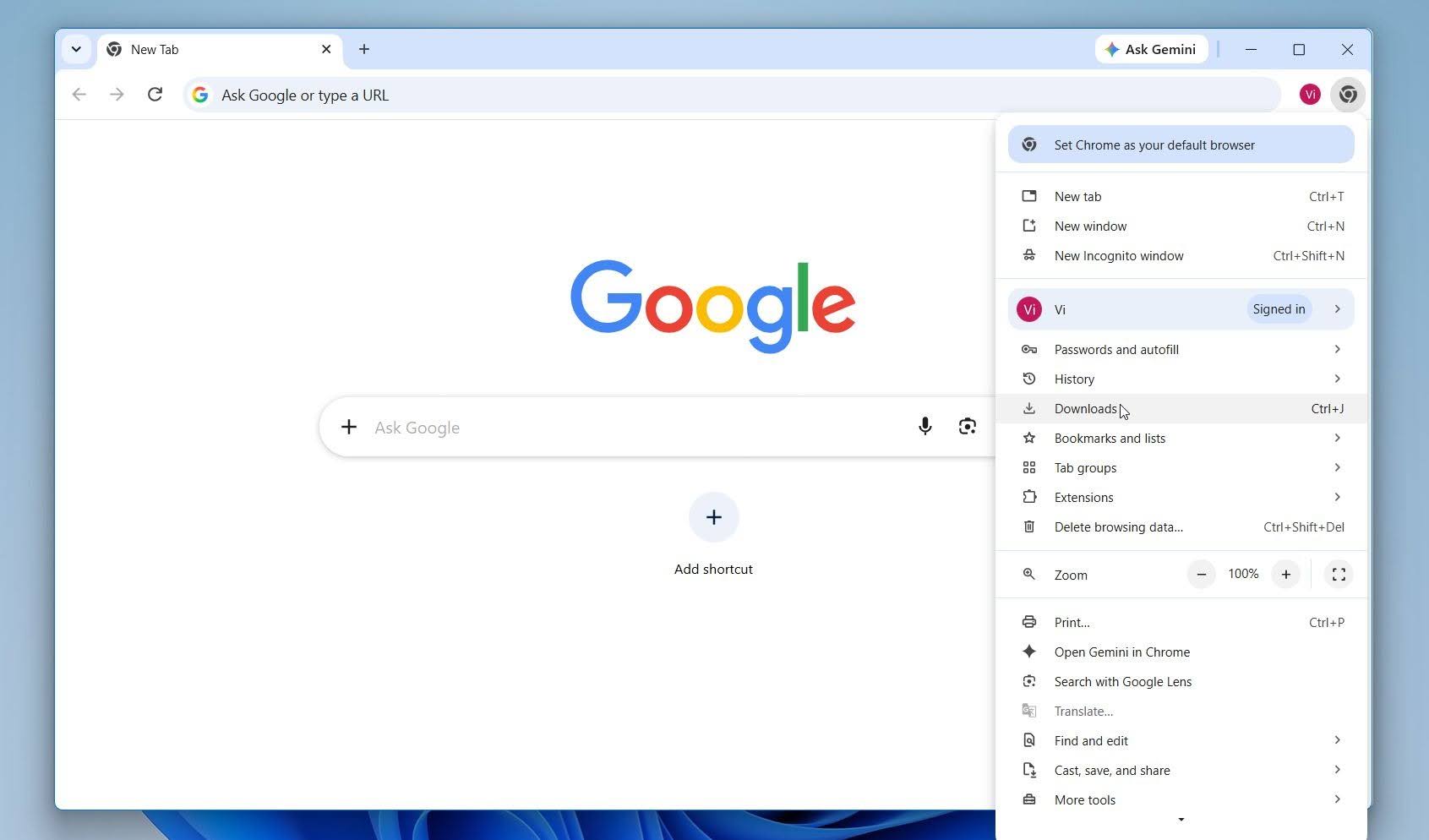 Downloads in Chrome