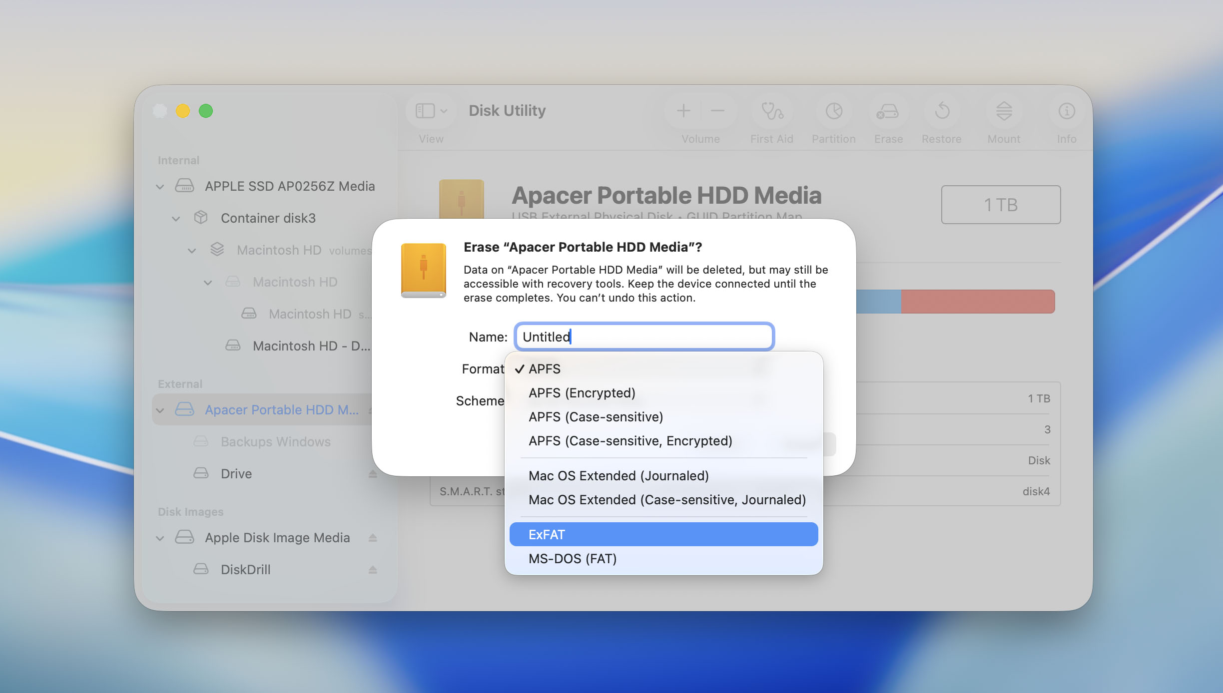 format problem drive in disk utility