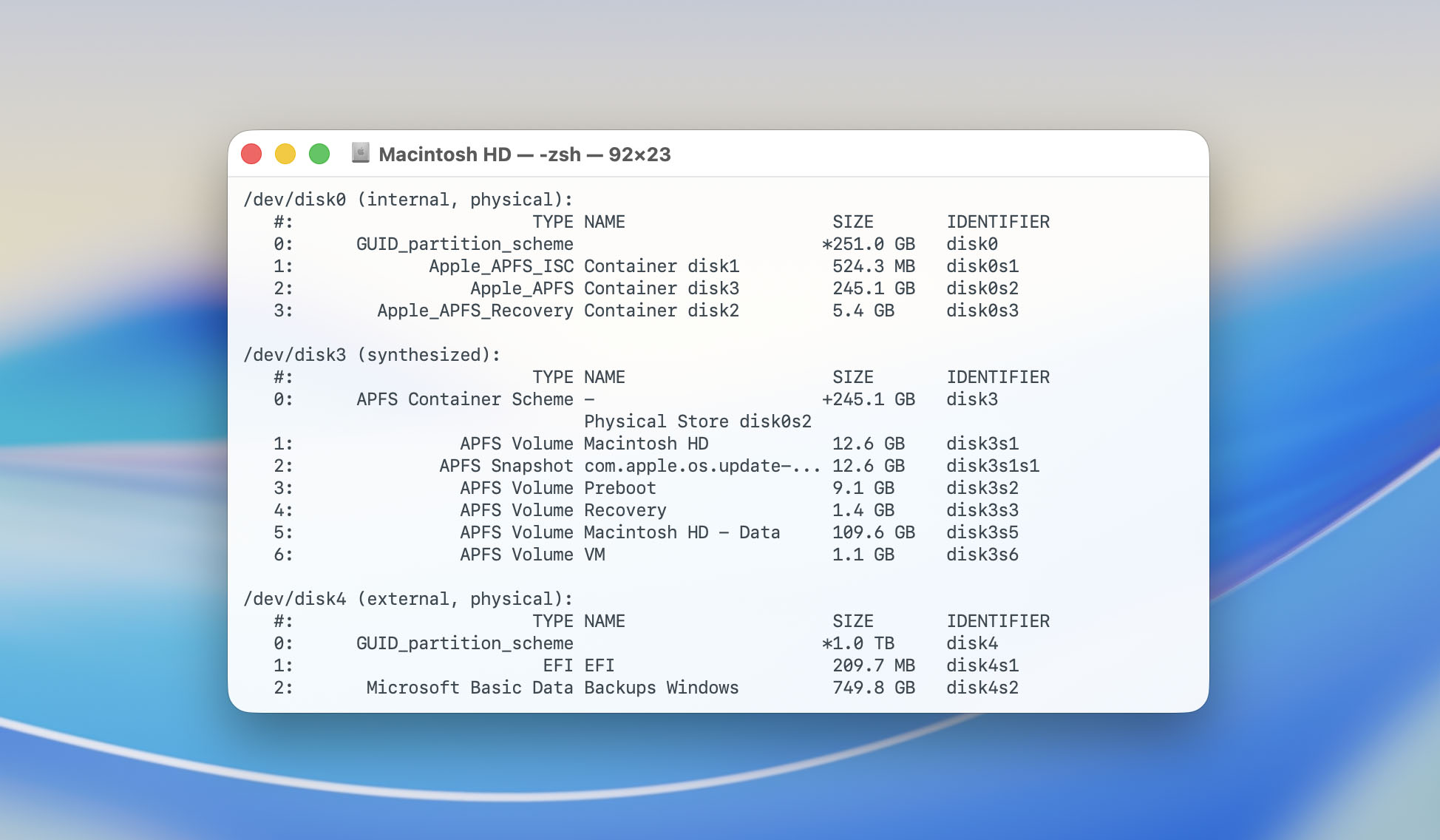 Find drive id in terminal