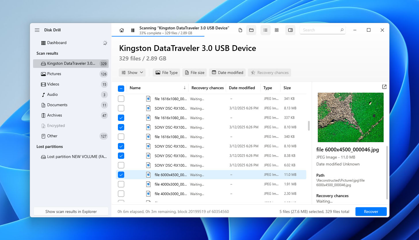 preview and select files in disk drill