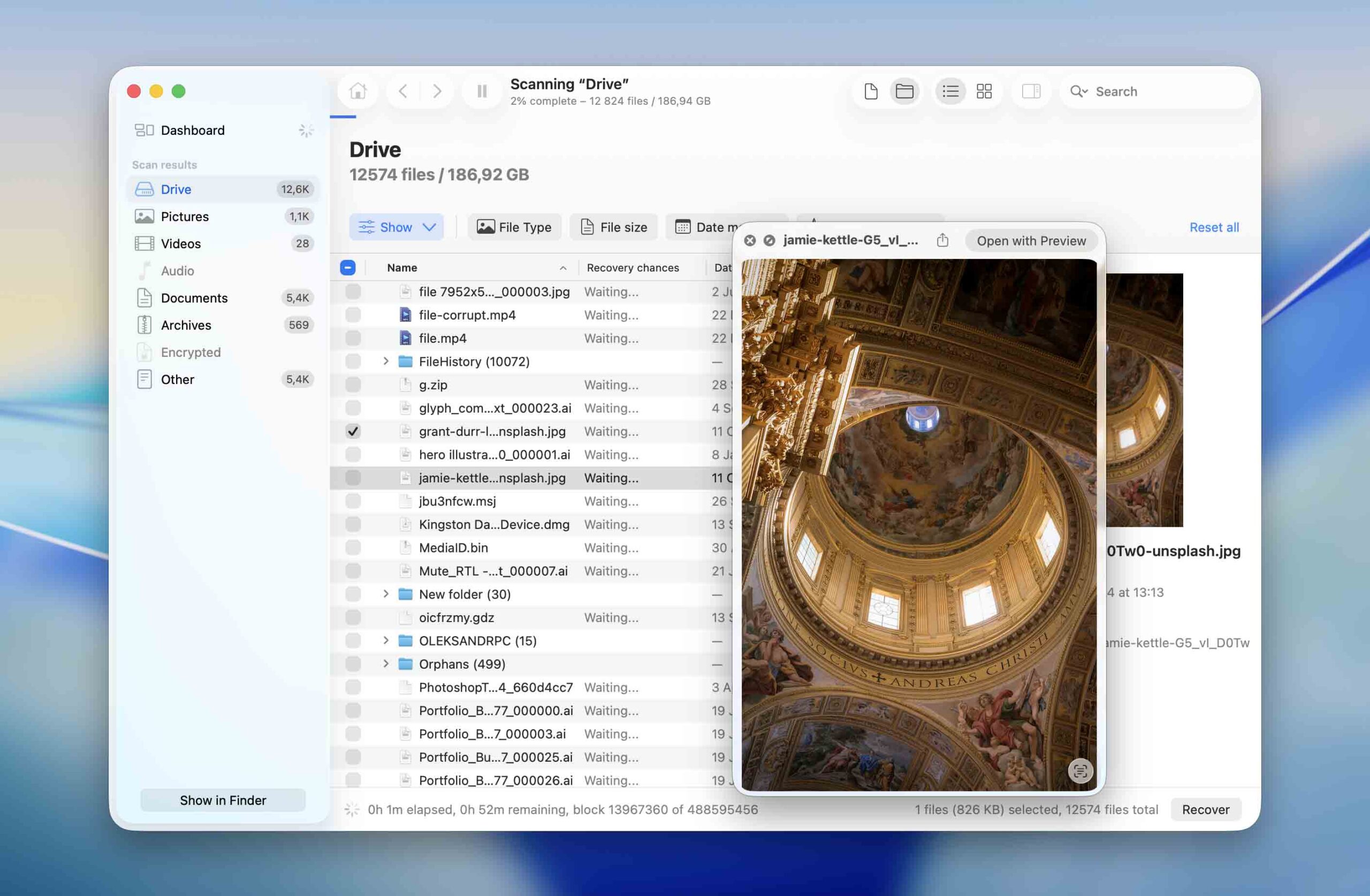 preview found data in Disk Drill