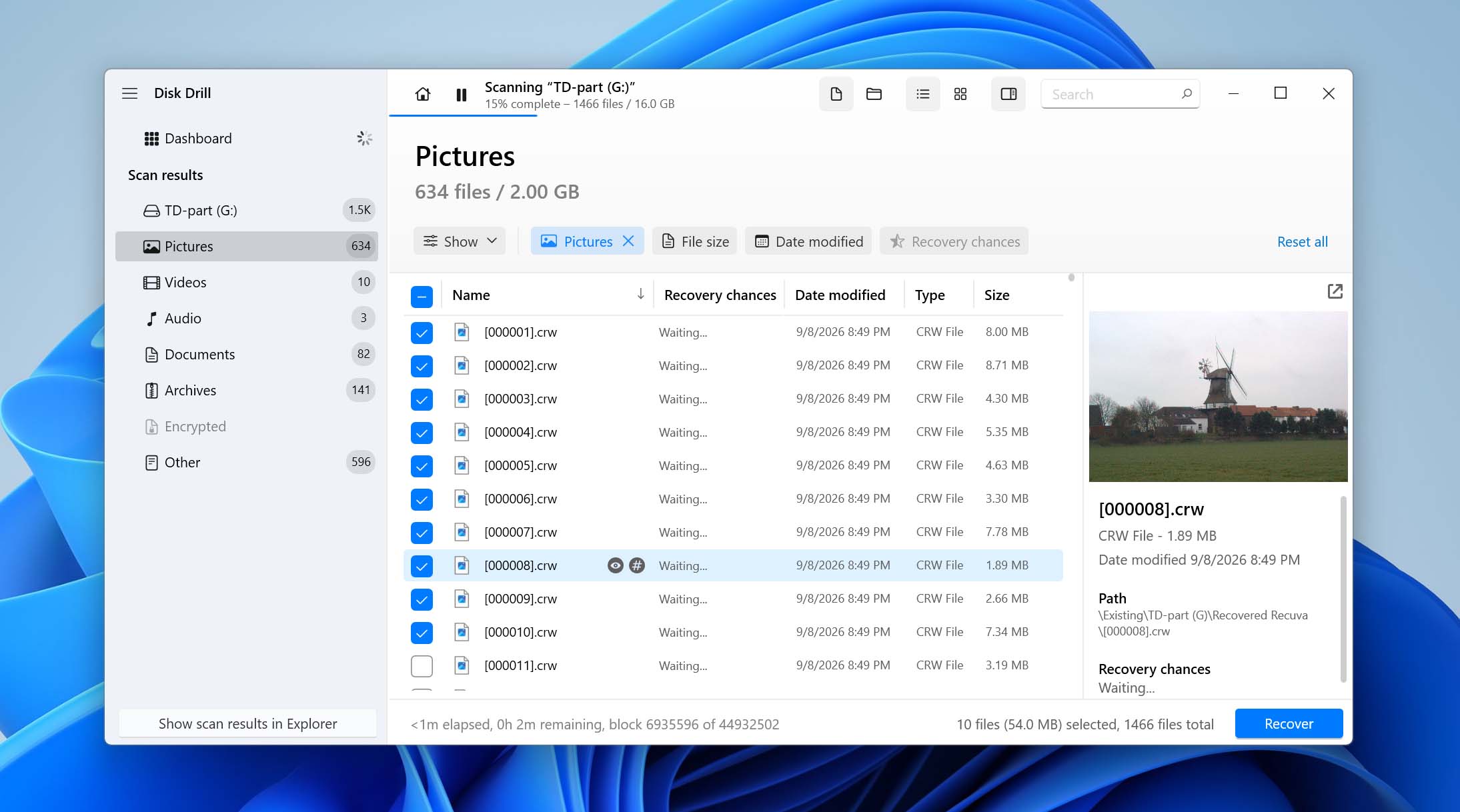 preview and select files
