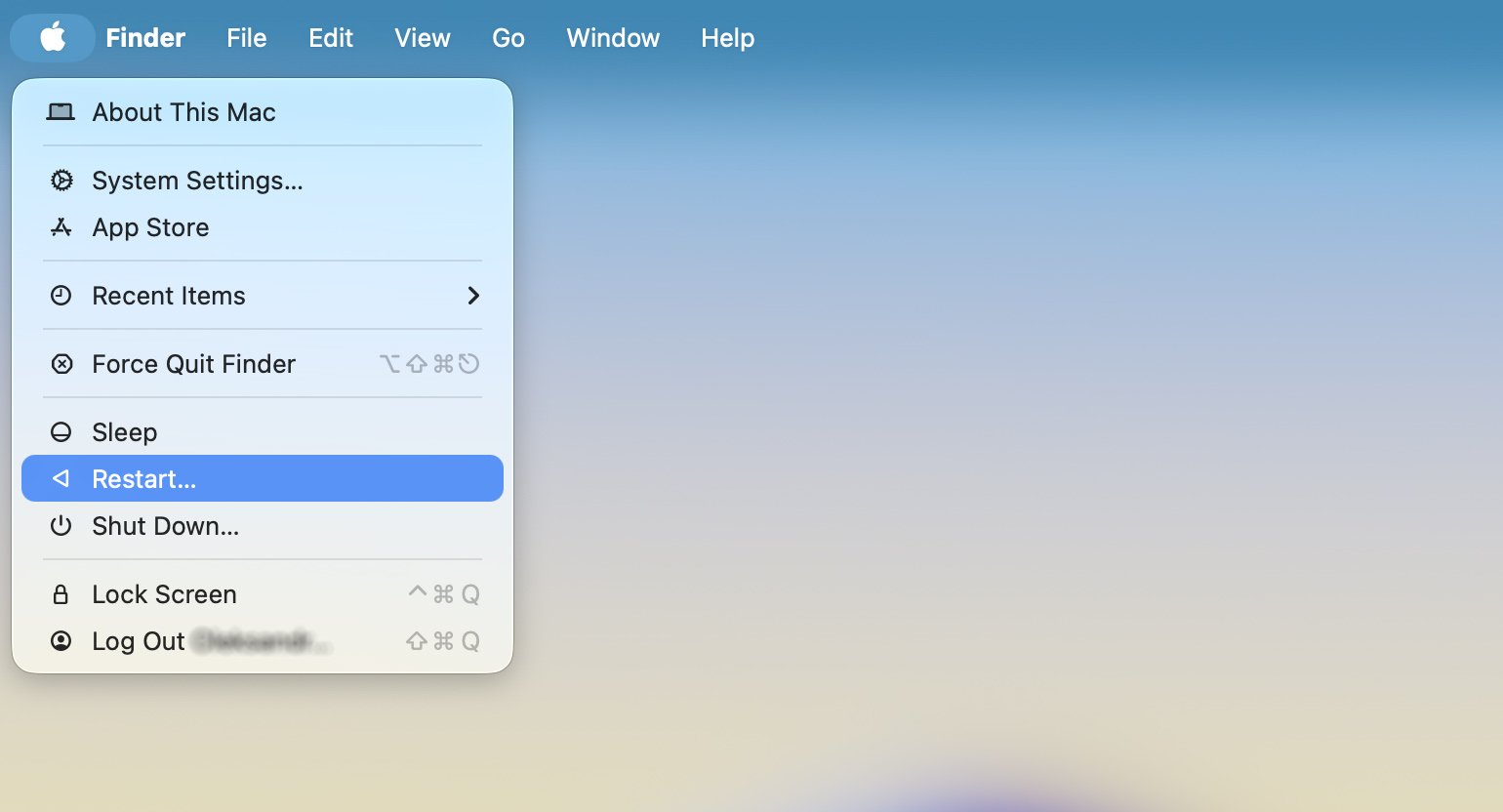 restart your mac