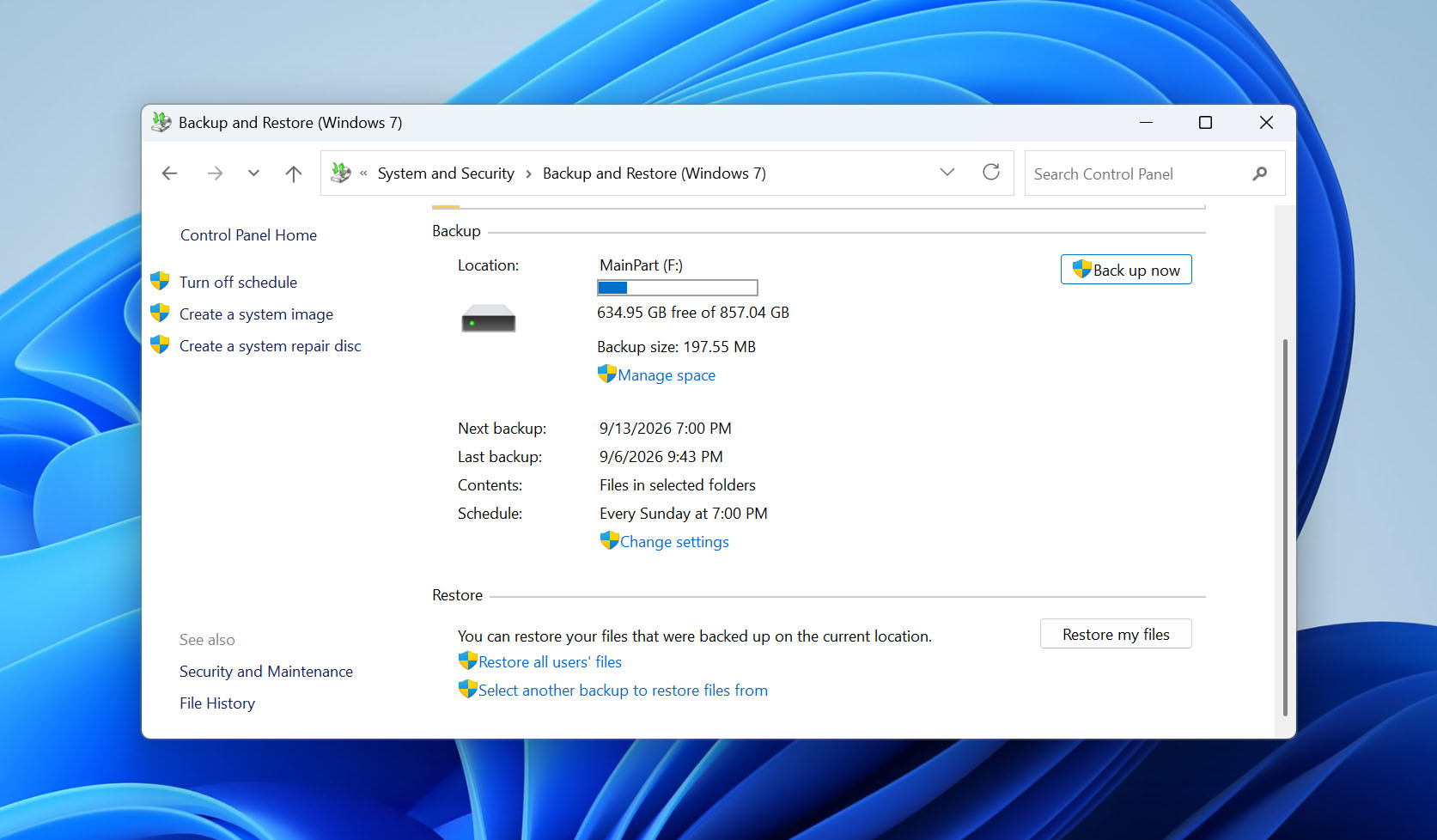 restore files from backup and restore