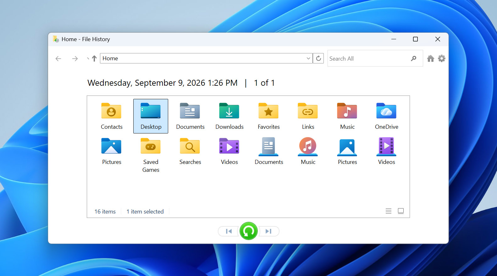 restore files from file history