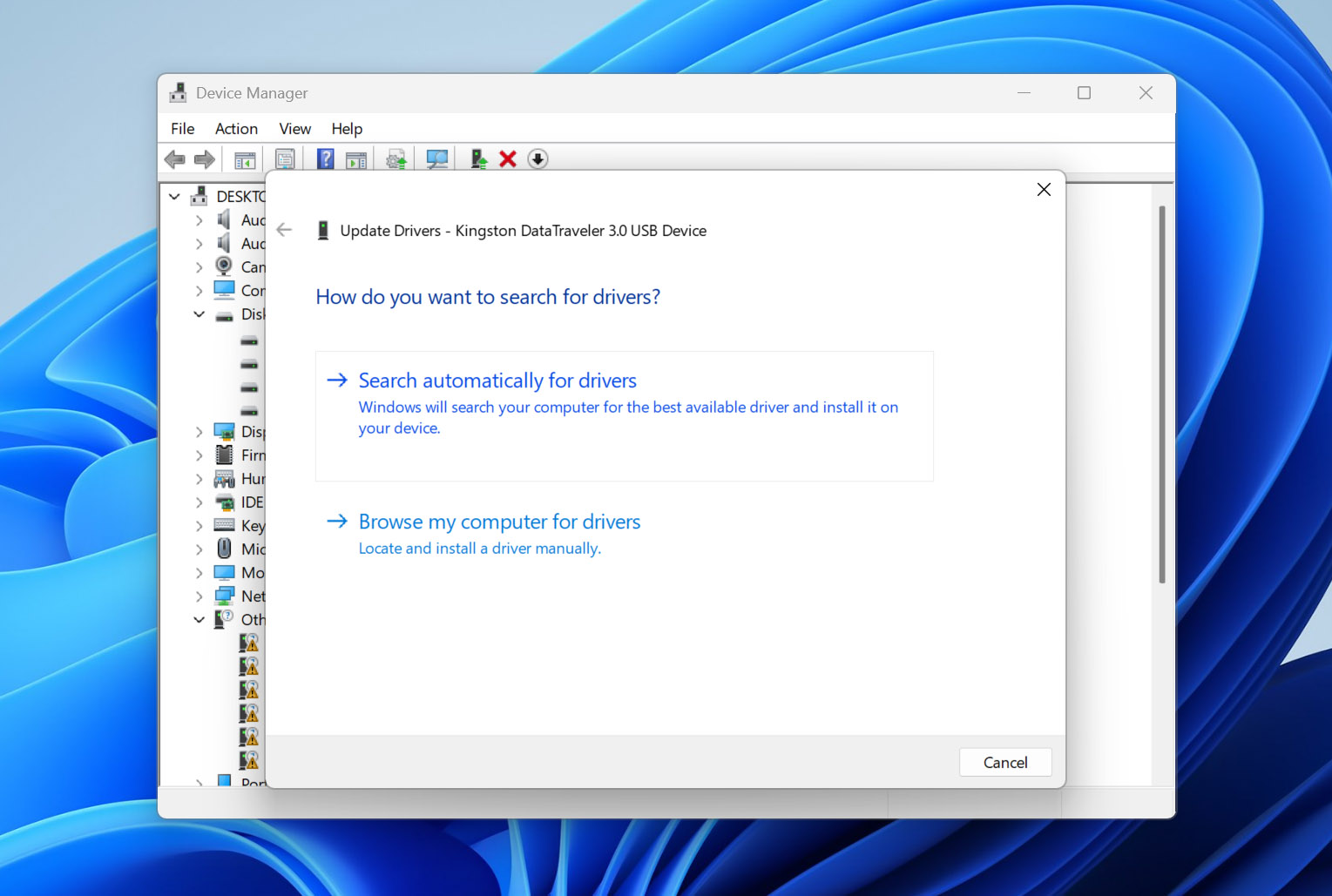 search drivers automatically