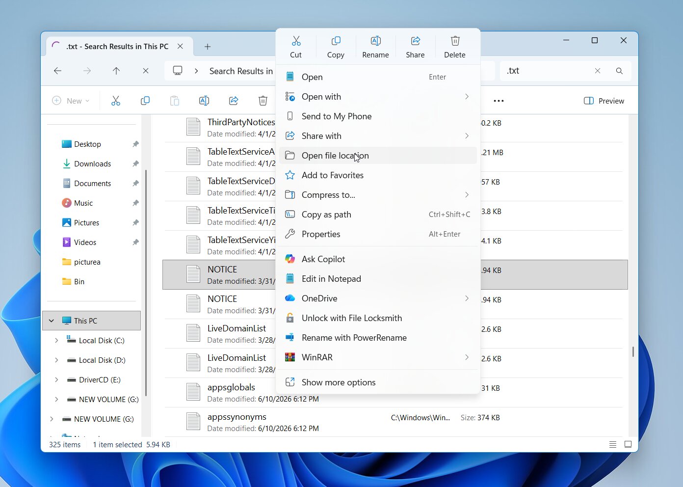 Use search to look for Downloads