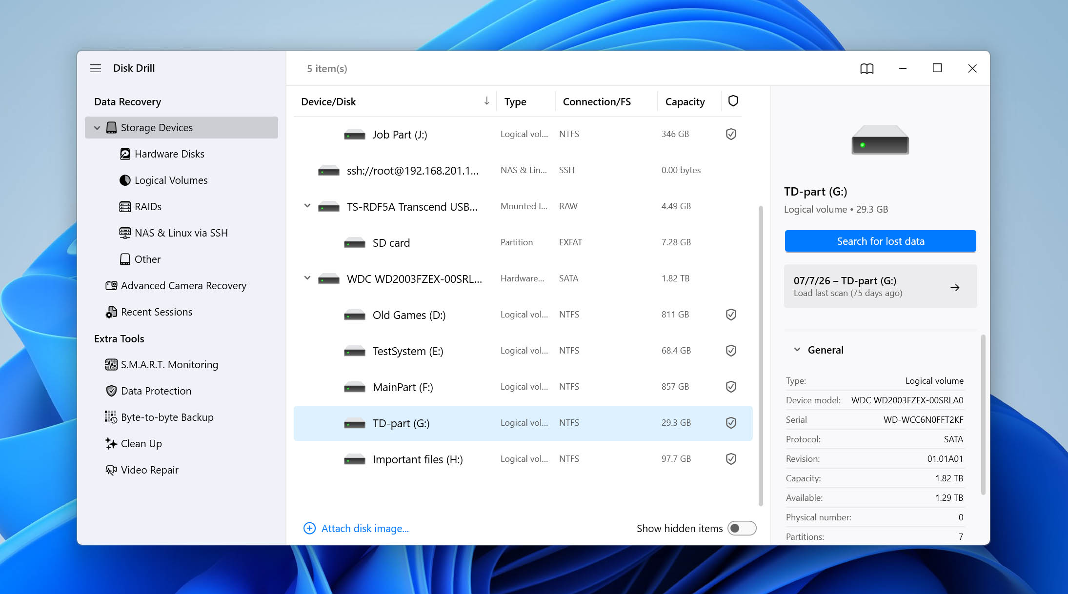 select drive for scanning in disk drill