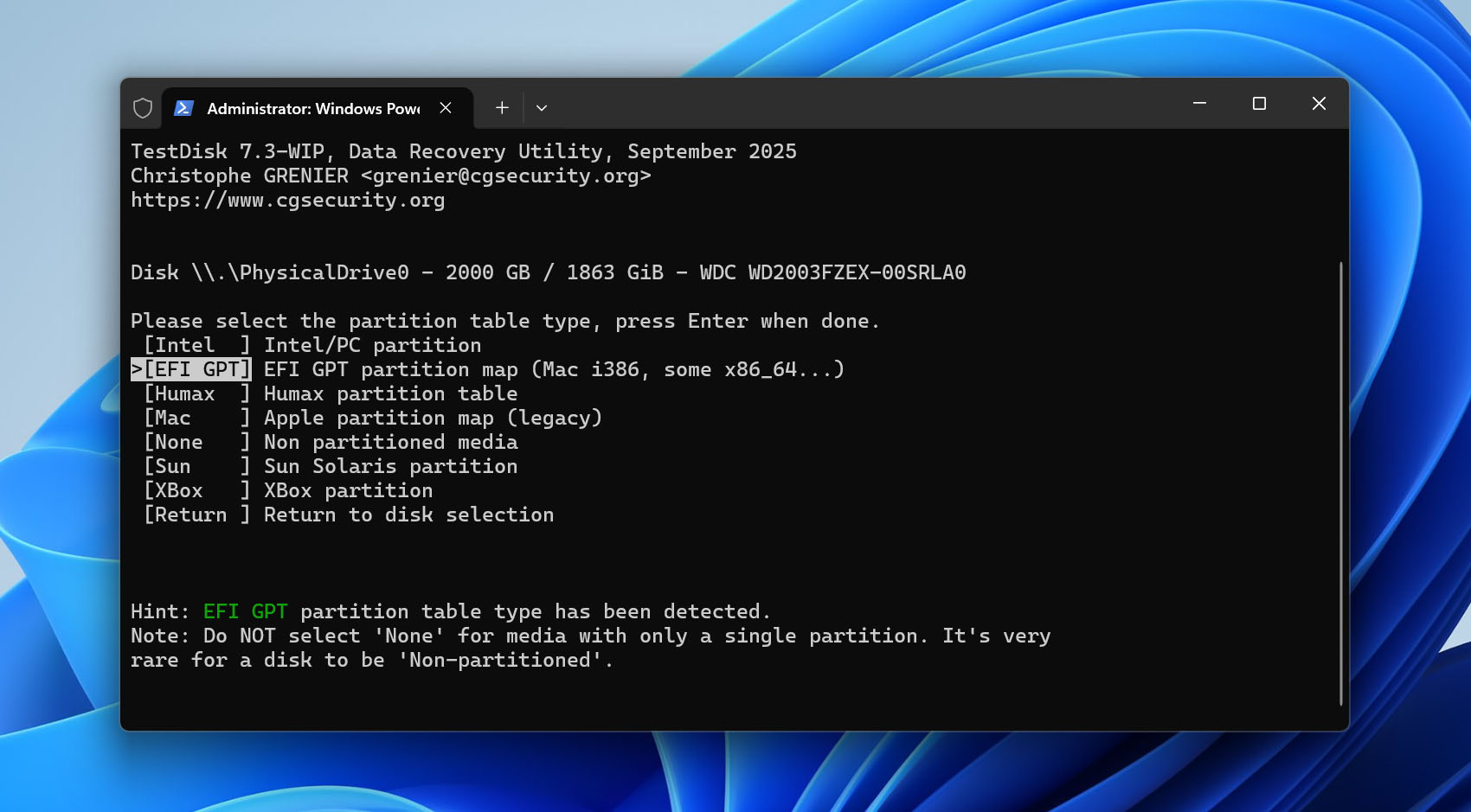 testdisk tool
