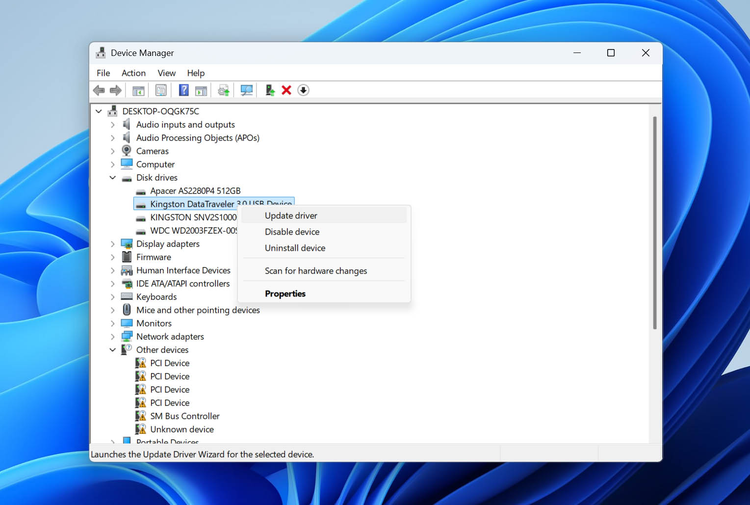 update driver in device manager