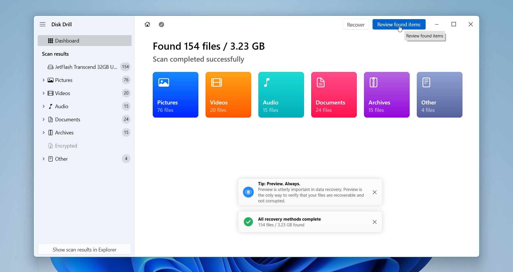 Disk Drill review found files